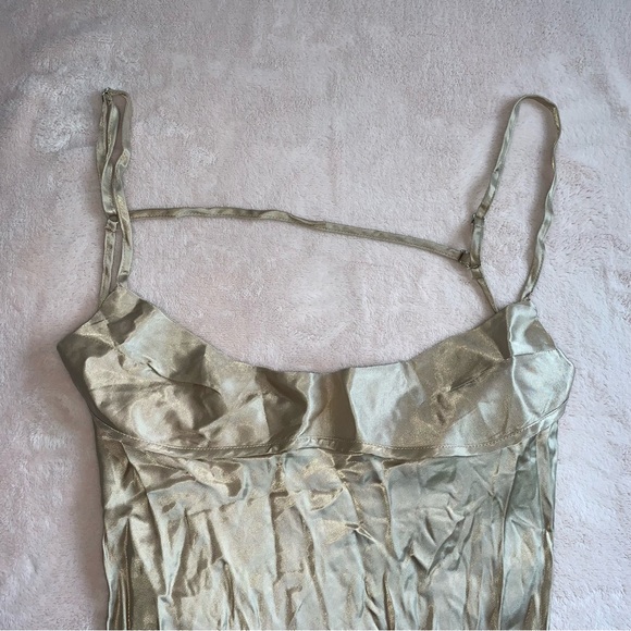 ZARA CHAMPAGNE SATIN EFFECT SLIP DRESS size large new tags - Picture 13 of 16